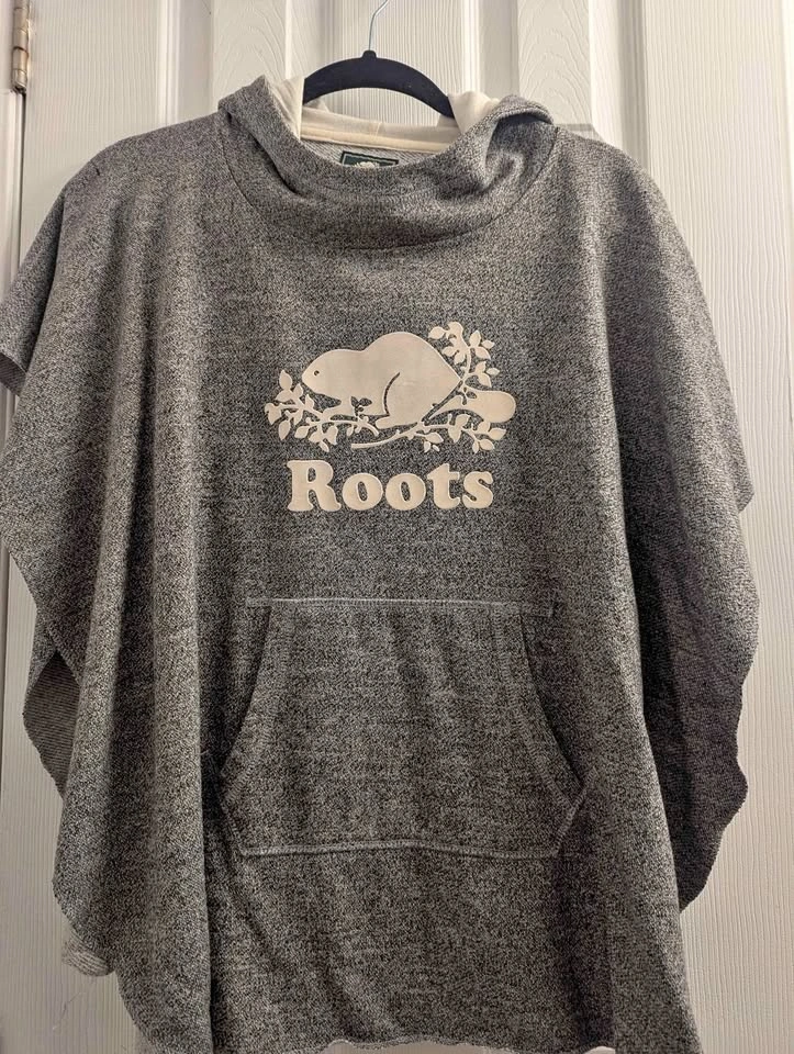 Roots Kids Hooded Poncho – Grey, L/XL