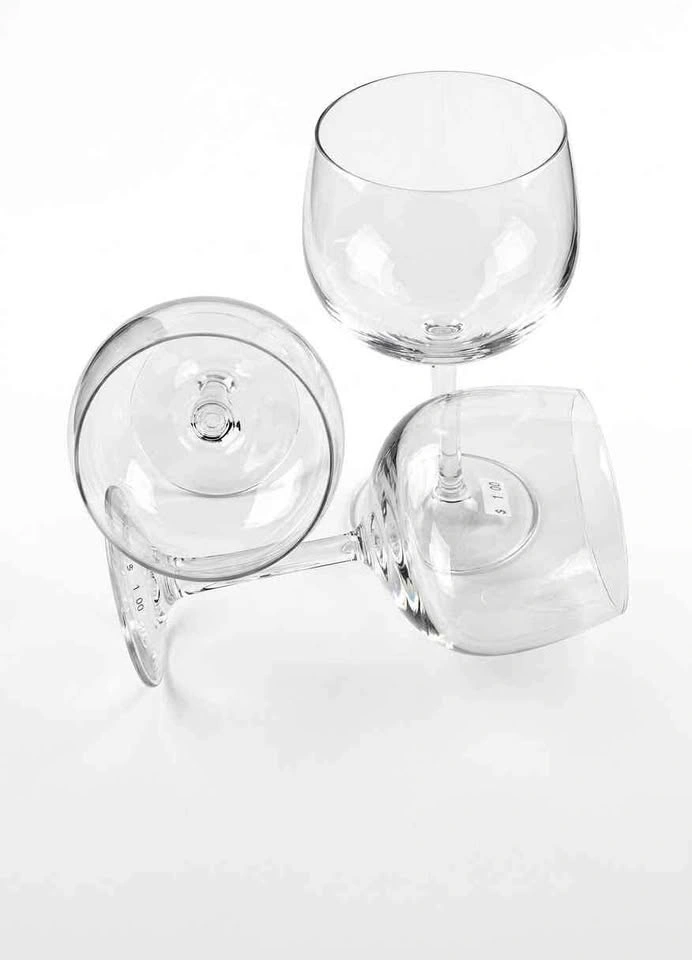Set of 3 Clear Glass Wine Glasses