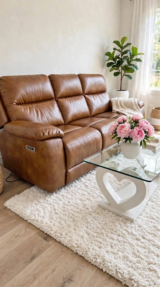 Brown Leather Power Reclining Sofa