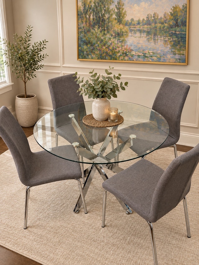 Round Glass Table and 4 Chairs - Amazing Price!