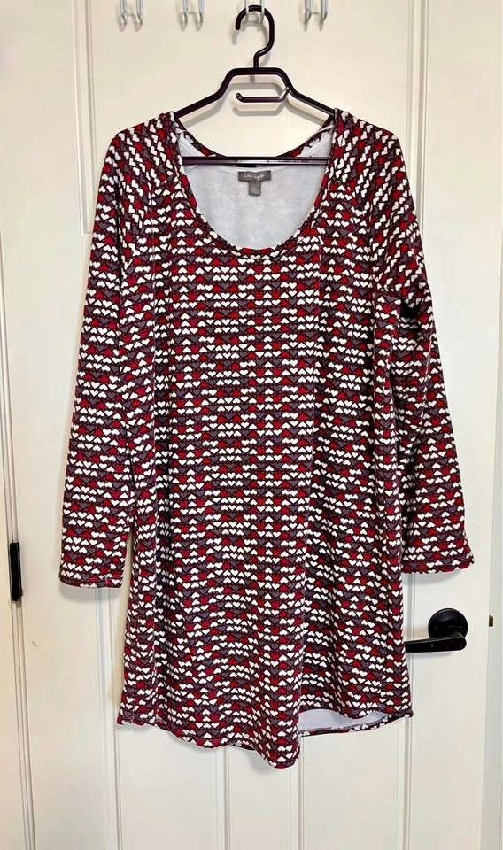 Lord & Taylor Heart Print Long Sleeve Nightgown