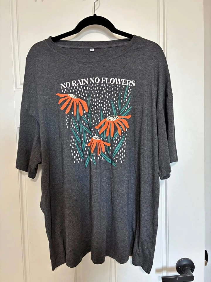 No Rain No Flowers Graphic T-Shirt Size 2XL