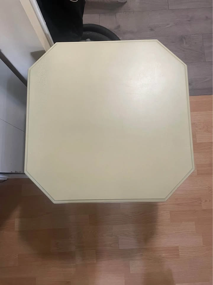 Vintage Octagonal Sage Green End Table with Drawer and Cabinet - photo 2