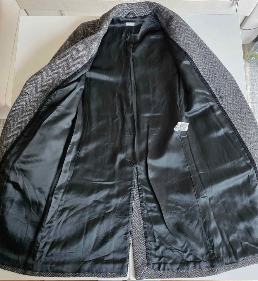 Women's Grey Herringbone Wool Coat – Size 38 - photo 4