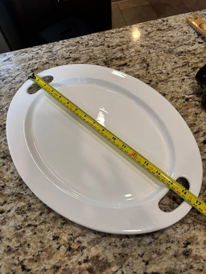 For Living White Ceramic Oval Serving Platter with Handles - photo 2