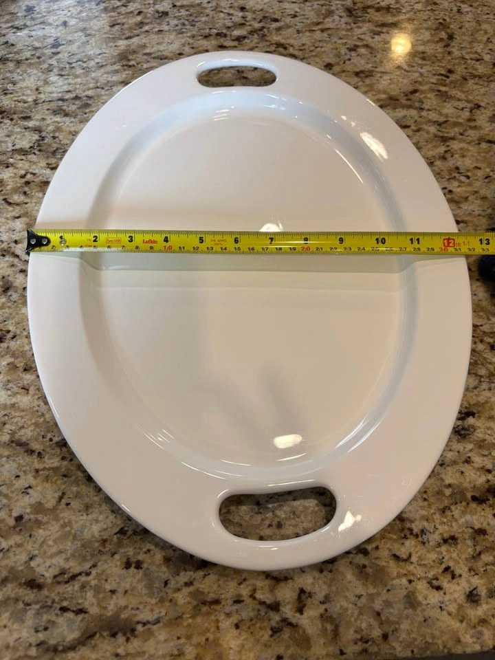 For Living White Ceramic Oval Serving Platter with Handles - photo 3