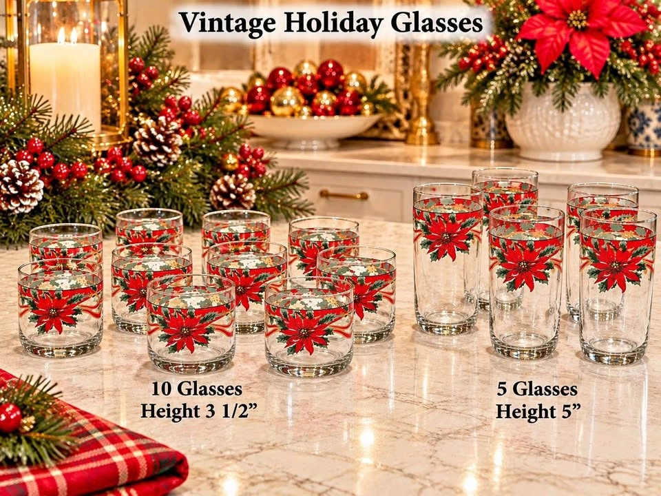 Libbey Glasses Vintage Holiday 15 Glasses