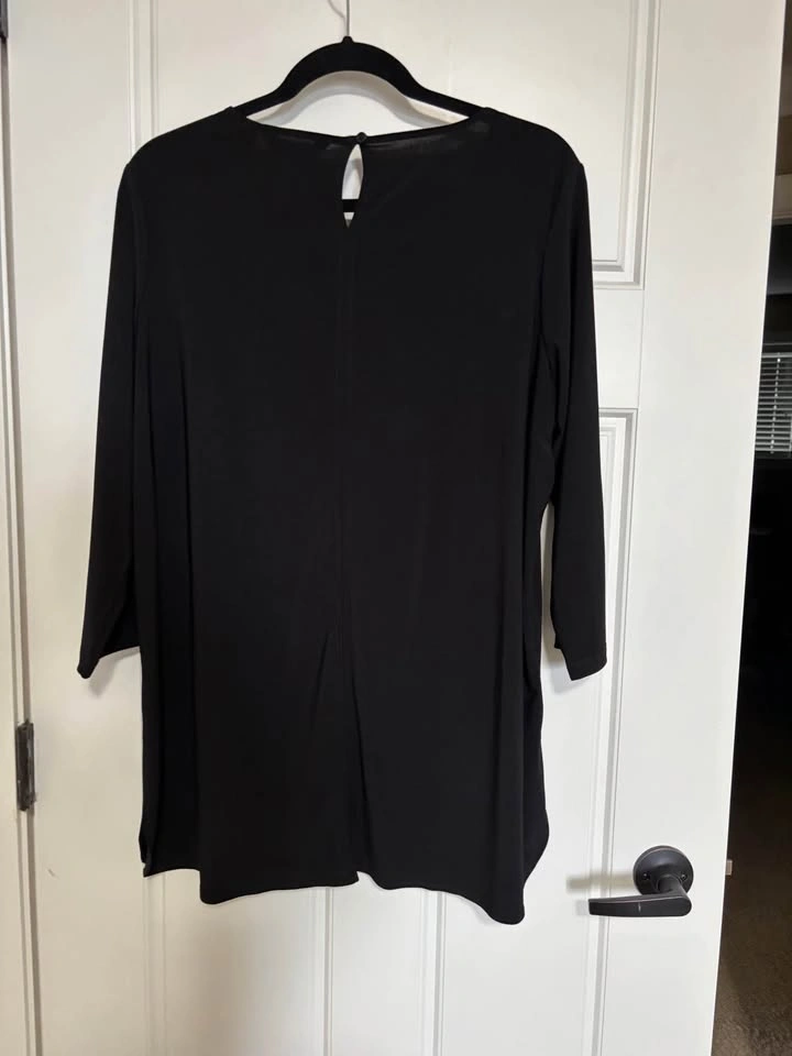 Nina Leonard Miracle Matte Jersey Black Tunic, Size 2X - photo 3
