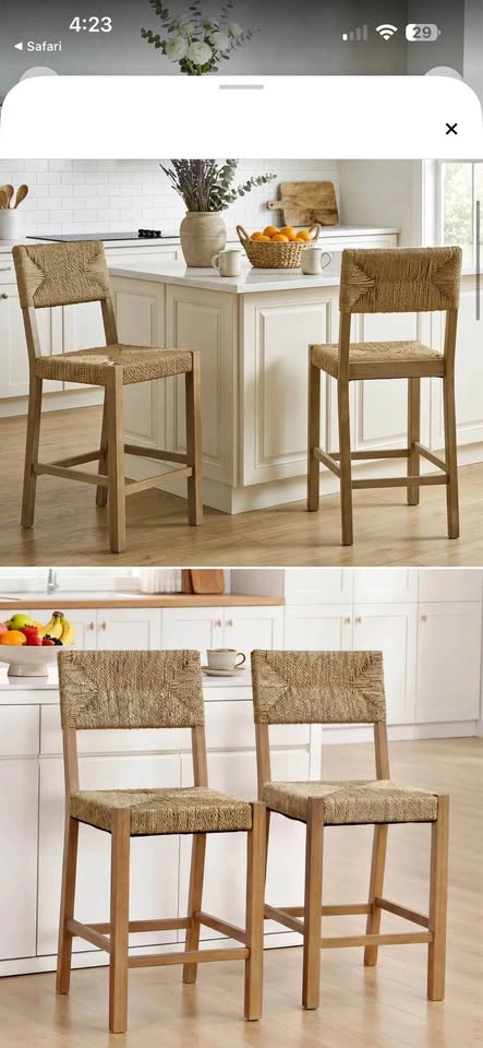Un-opened box- Hand-Woven Seagrass Counter Stool
