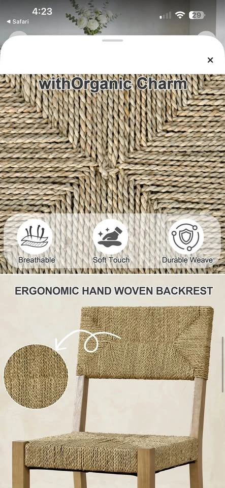 Un-opened box- Hand-Woven Seagrass Counter Stool - photo 3