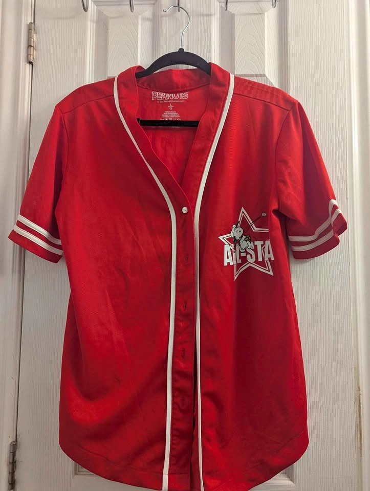Peanuts Snoopy All-Star Baseball Jersey – Red, L
