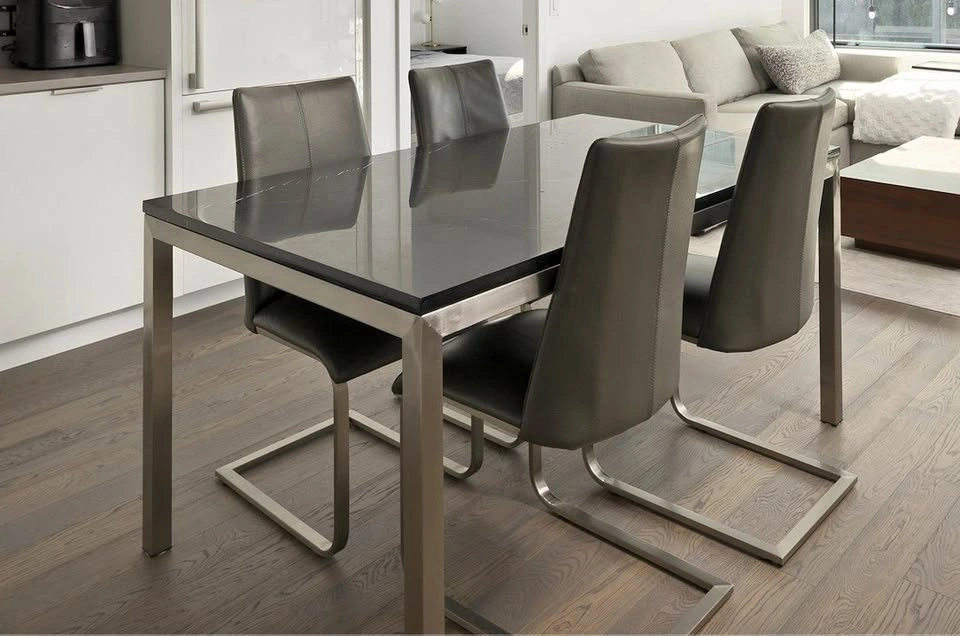 Crate & Barrel Black Marble Dining Table