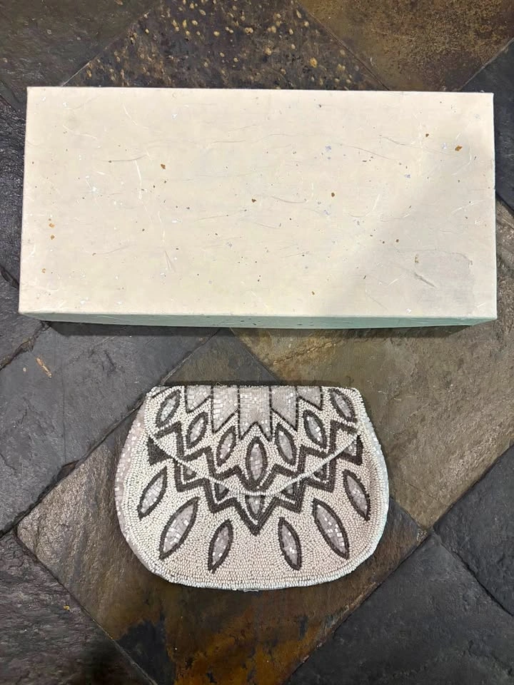 Vintage Art Deco Beaded Vanity Clutch Purse with Box