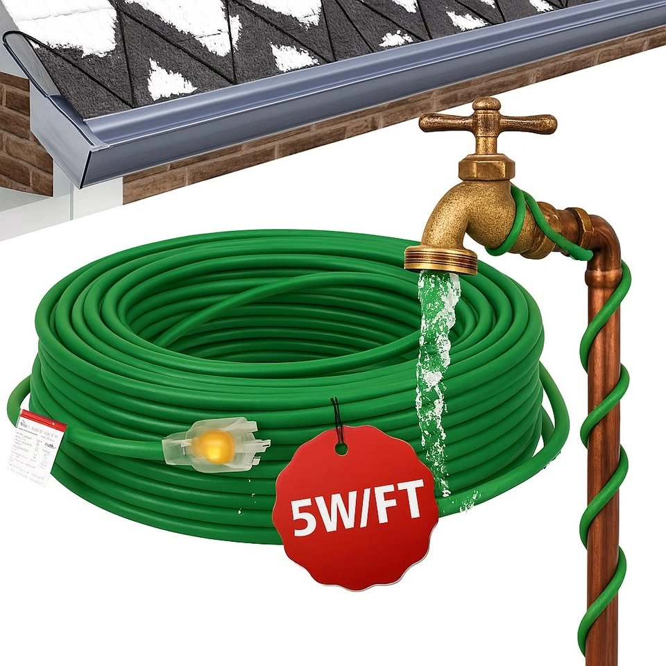 50ft Heating Cable Tape for Water Pipes, Roofs, and Gutters