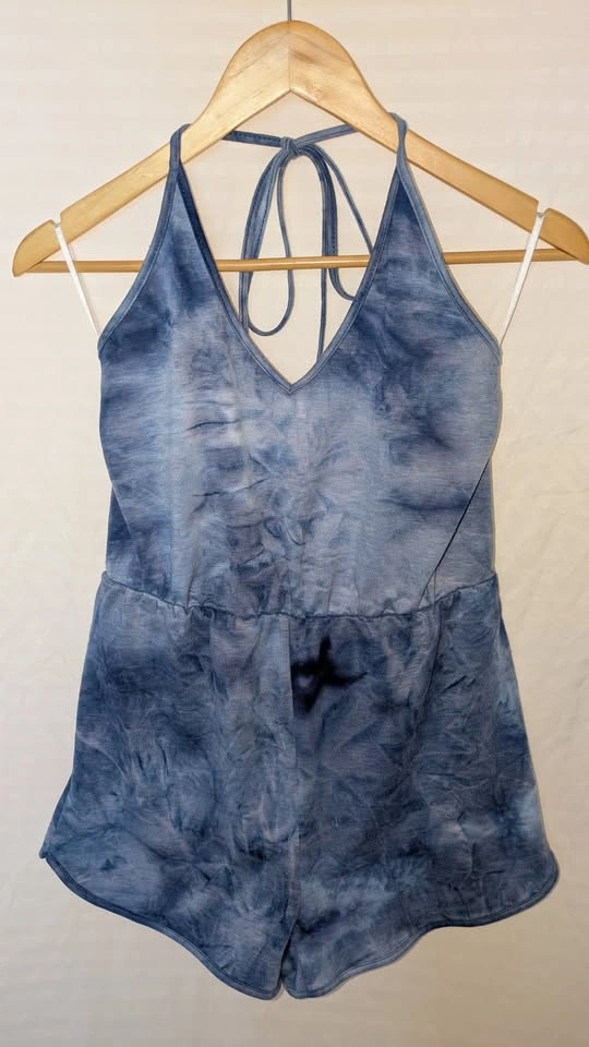 Halter-Tie Blue Romper