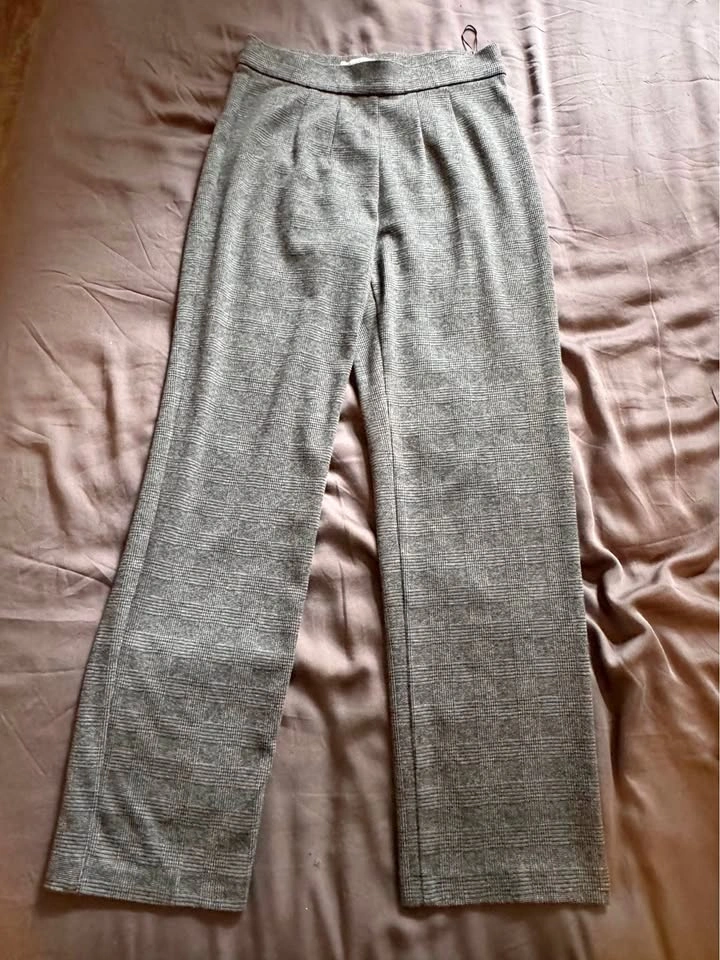 Soft gray check pattern knit pants from M & S in the UK