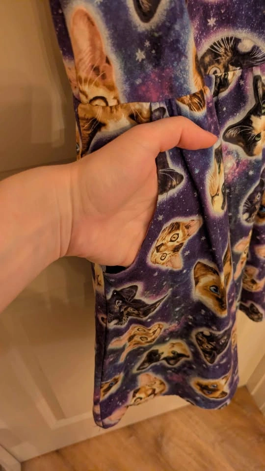 Retroliscious Galaxy Cats Fit & Flare Dress - size small - photo 3