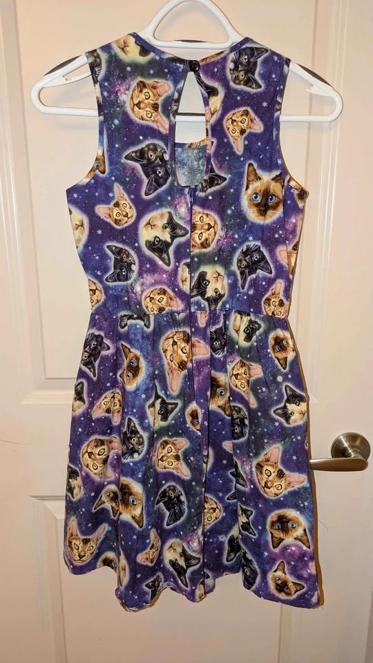 Retroliscious Galaxy Cats Fit & Flare Dress - size small - photo 4