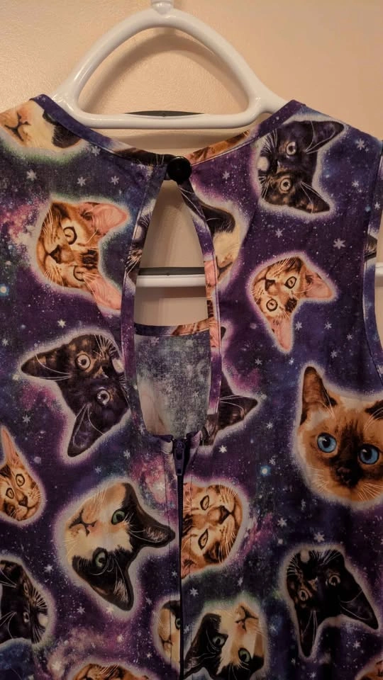 Retroliscious Galaxy Cats Fit & Flare Dress - size small - photo 5