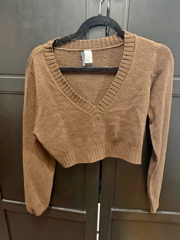 Fall grey cropped sweater, M