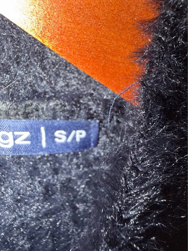 Fuzzy black mockneck fall winter sweater, S - photo 2