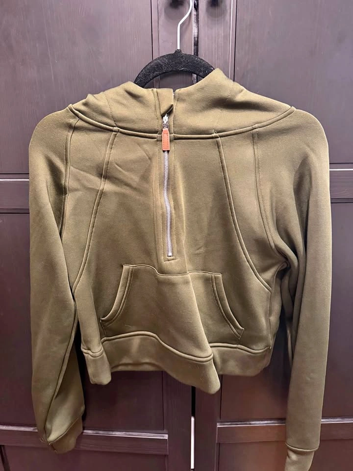 Quarter zip olive green sweater, S