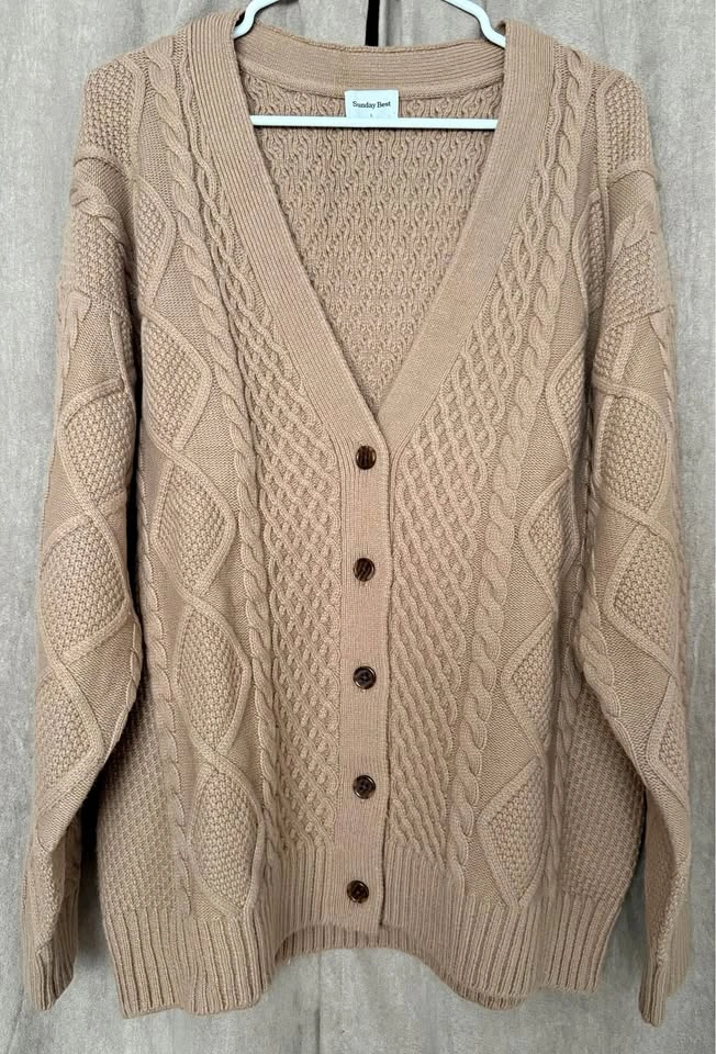 Aritzia Sunday Best Lamora Cable-Knit Cardigan - Size L