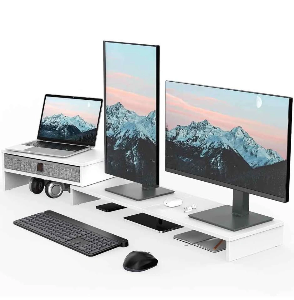 FENGE Dual Monitor Stand with Drawer, Adjustable Length and Angl - photo 4