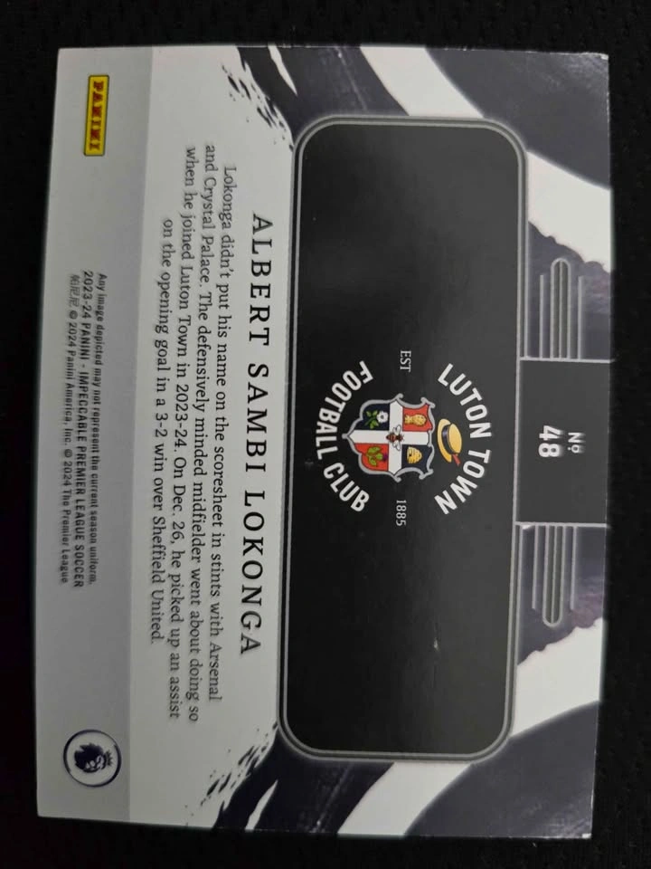 Albert Sambi Lokonga 2023-24 Panini Impeccable Silver Bar /37 - photo 2