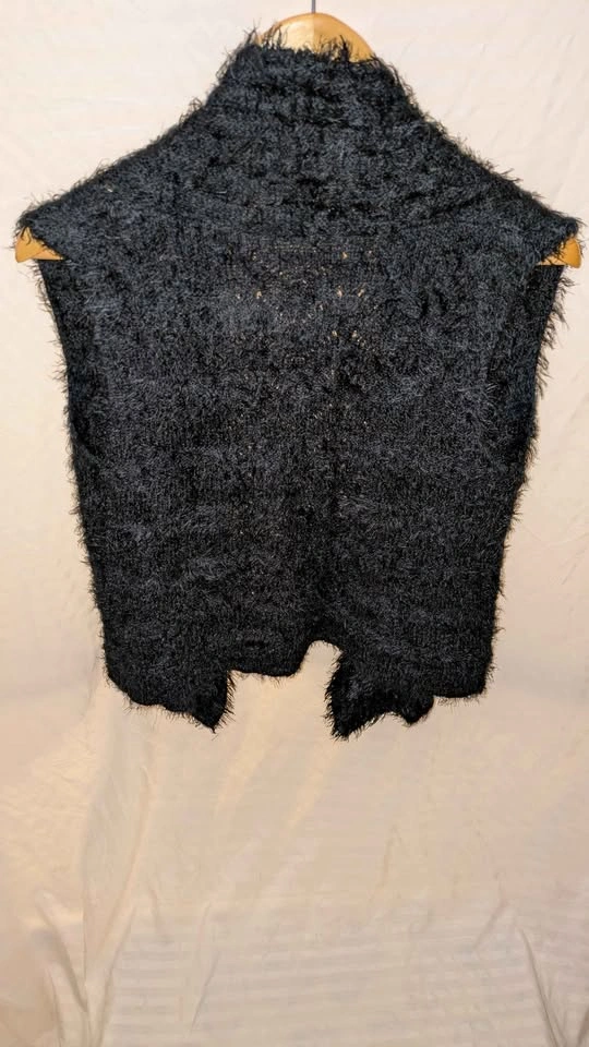 Black Fuzzy Open-Front Vest - photo 3