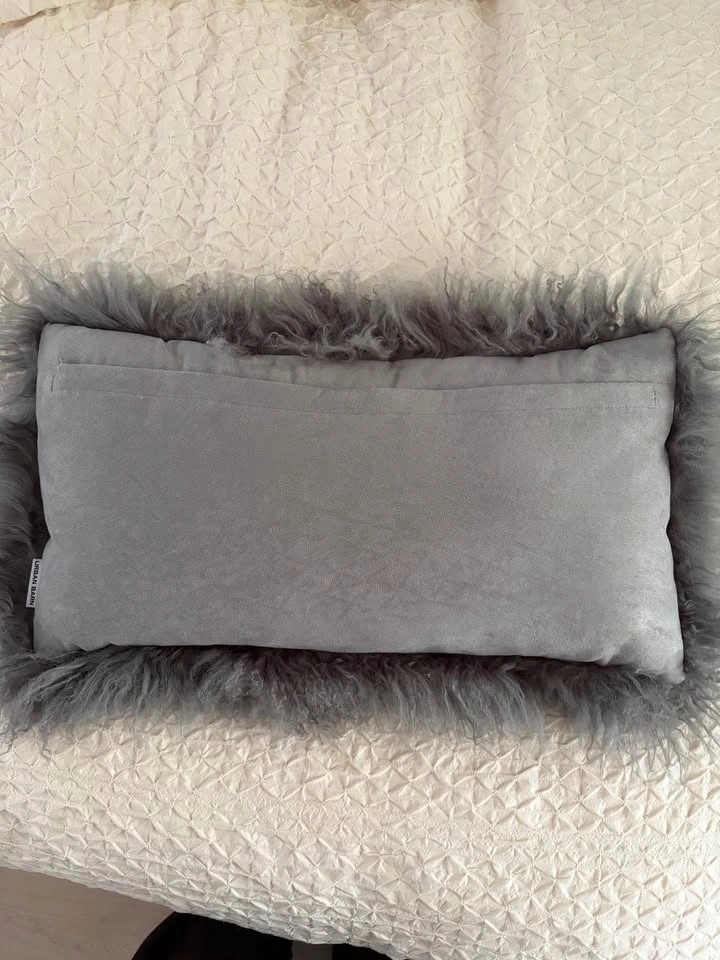 Mongolian lamb wool lumbar pillow, smoky gray, Urban Barn - photo 2