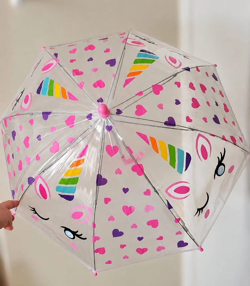 Kids Unicorn Rain Hat + Umbrella Set - Pink - Ages 4-7 - photo 4