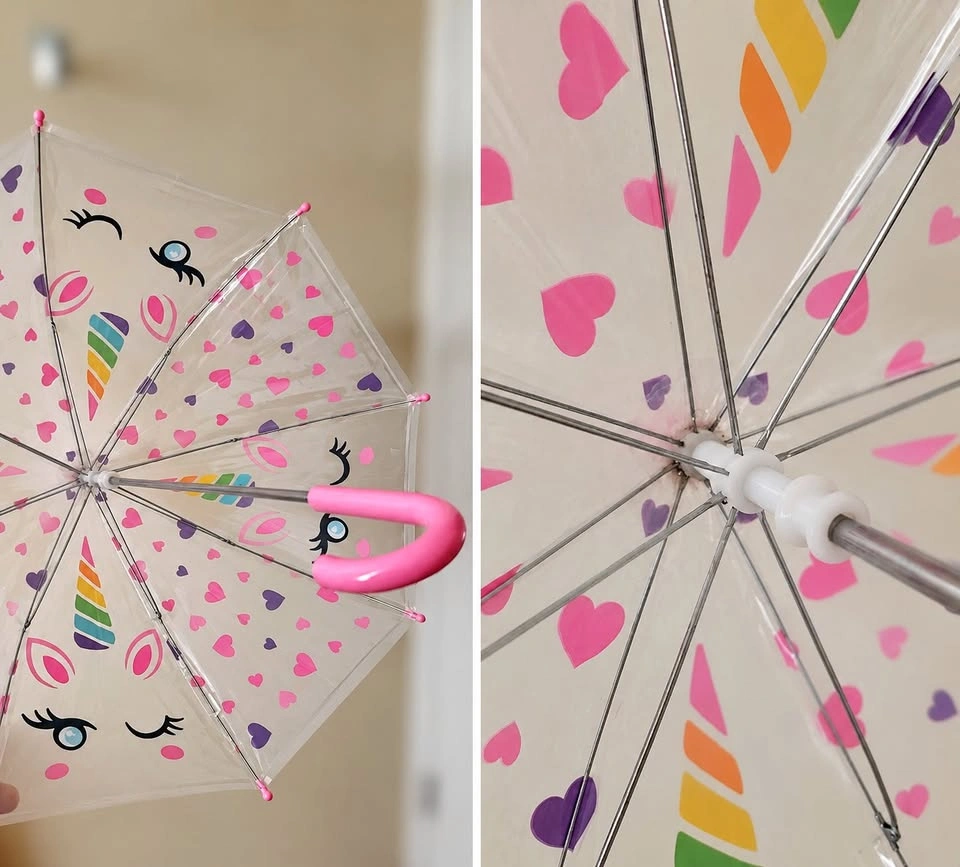 Kids Unicorn Rain Hat + Umbrella Set - Pink - Ages 4-7 - photo 5