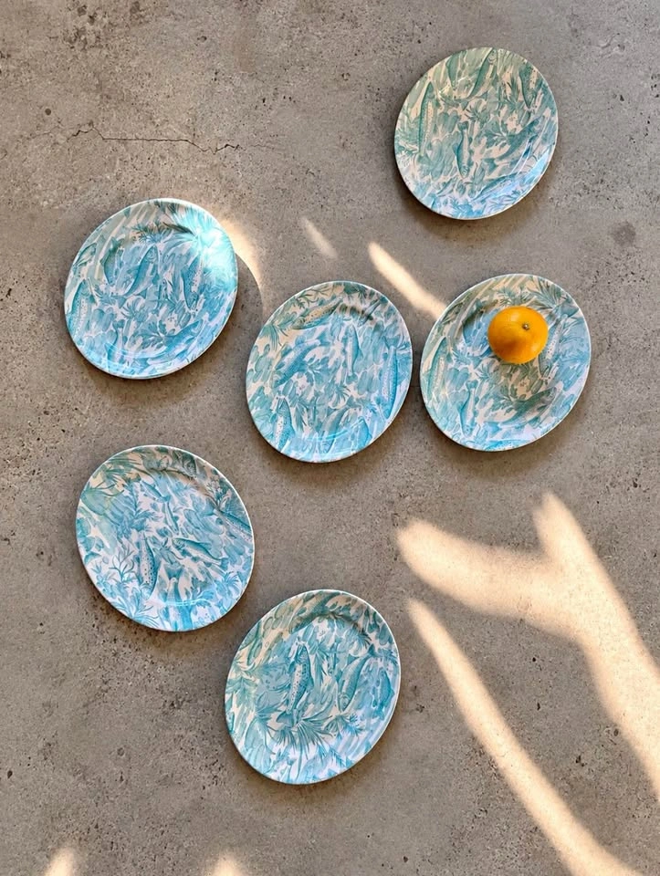 Vintage Burleigh Burgess & Leigh Dovedale Fish Plates Set of 6