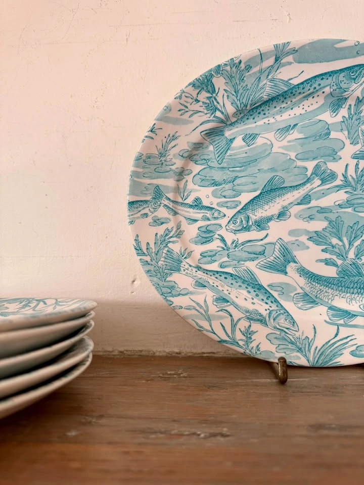Vintage Burleigh Burgess & Leigh Dovedale Fish Plates Set of 6 - photo 4