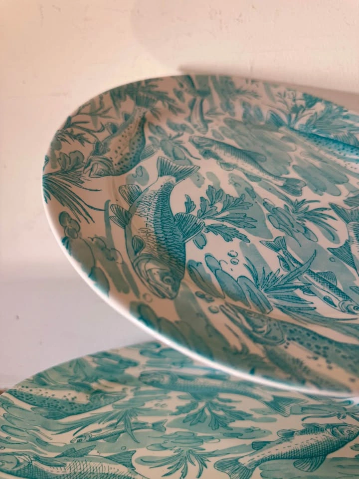 Vintage Burleigh Burgess & Leigh Dovedale Fish Plates Set of 6 - photo 5