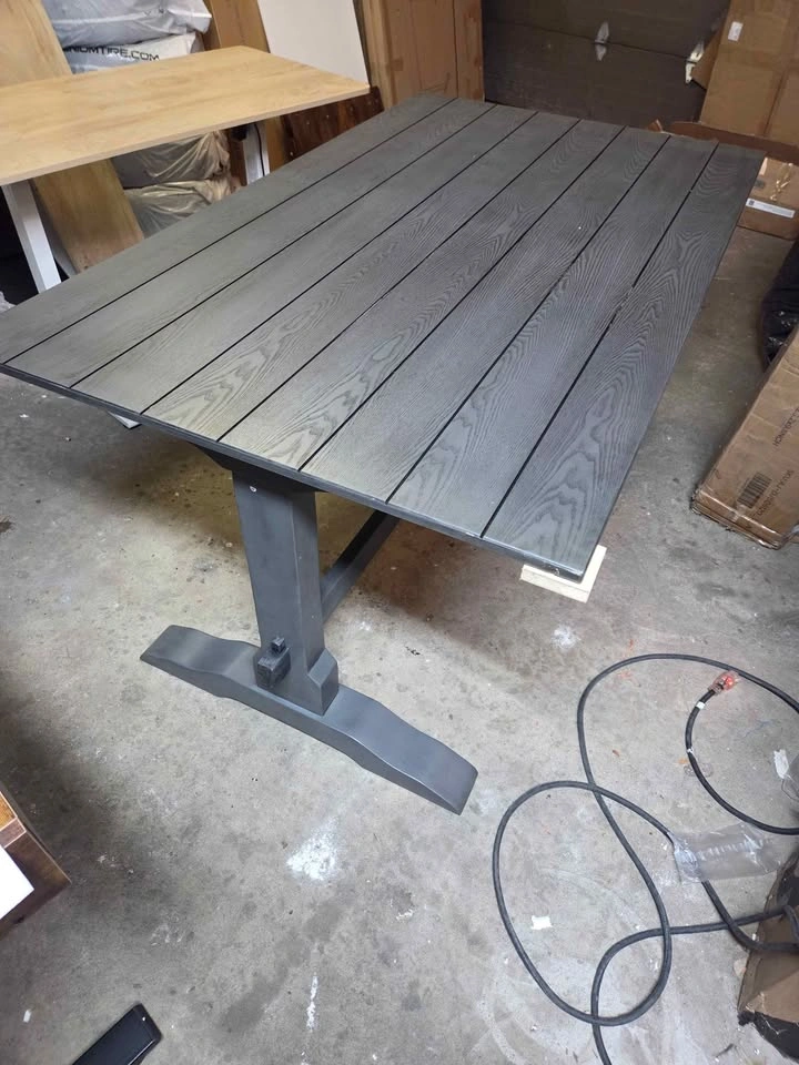 Dining Table 60" x 36" – Dark Wood, Trestle Base - photo 4