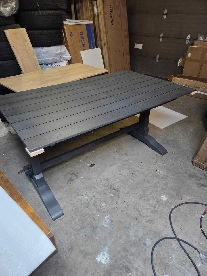 Dining Table 60" x 36" – Dark Wood, Trestle Base - photo 5