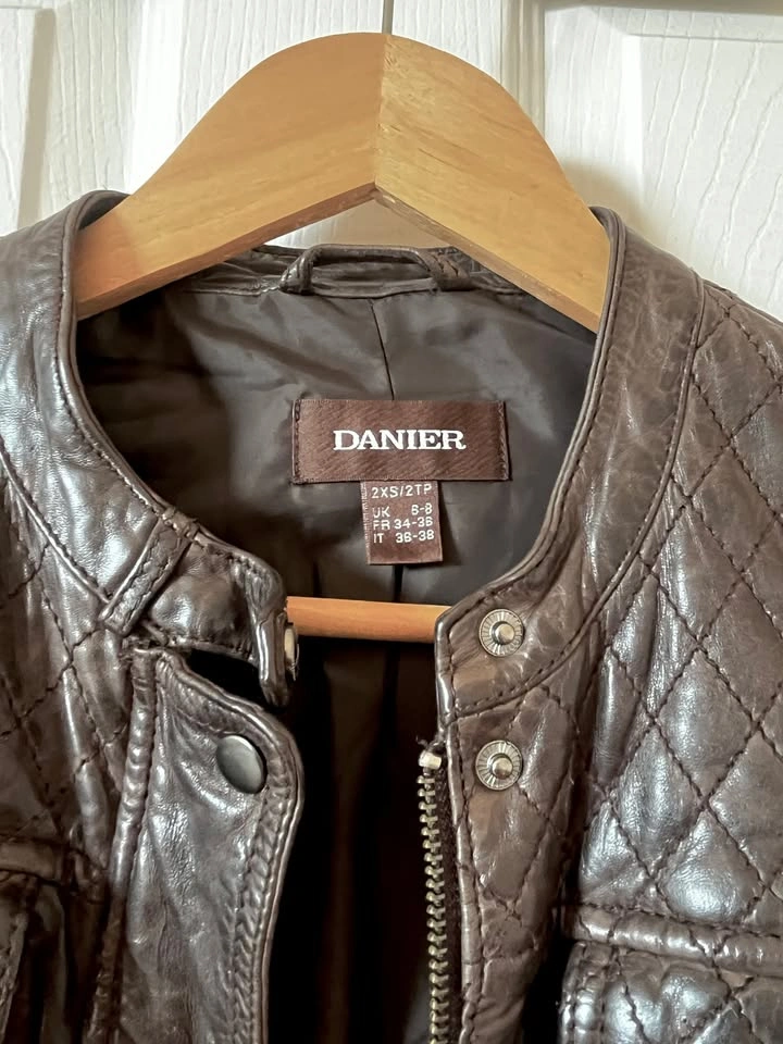 DANIER Dark Brown 100% Leather Bike Jacket - photo 2