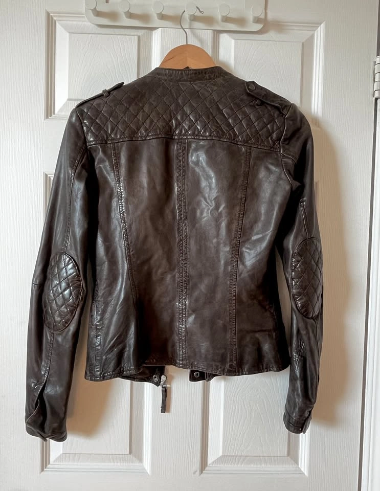 DANIER Dark Brown 100% Leather Bike Jacket - photo 3