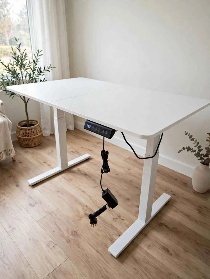 Electric Standing Desk 44" x 26" – White, Height Adjustable