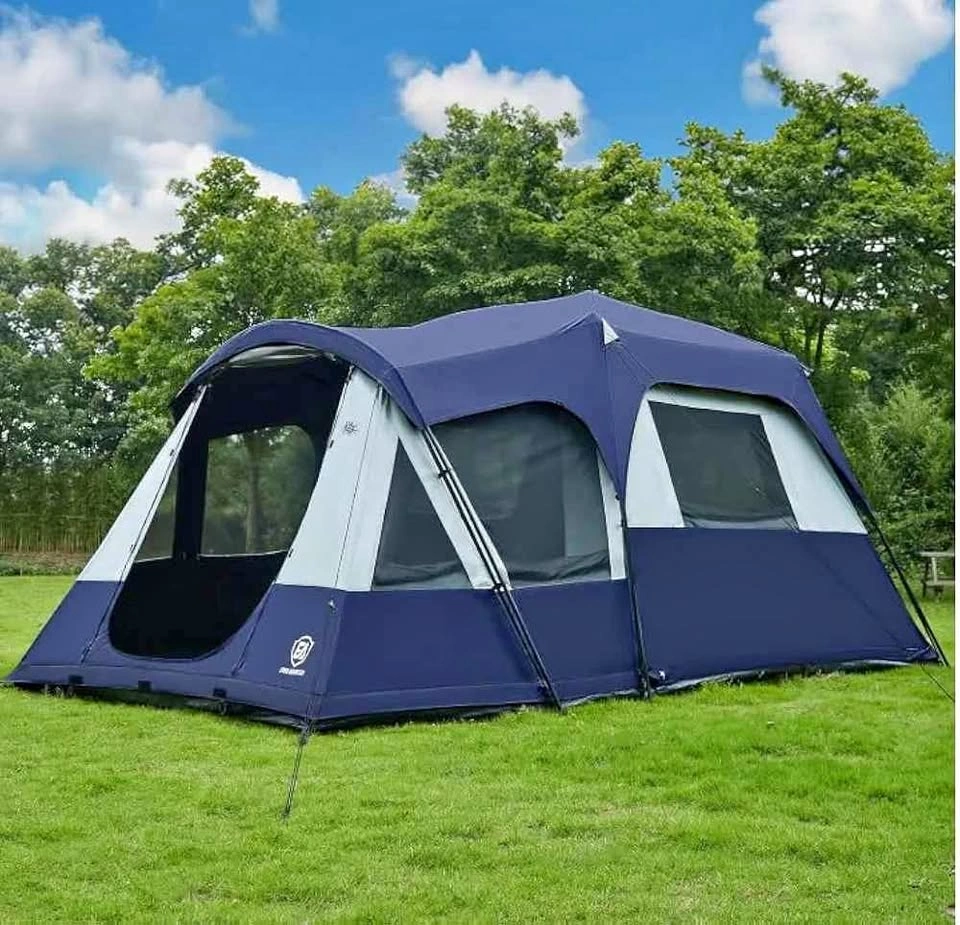 8 Person Blackout Cabin Tent w/ Porch – Large Family Camping Ten