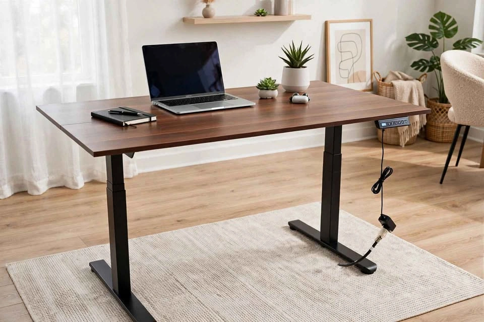 Electric Standing Desk 48"x28" – Height Adjustable – Walnut