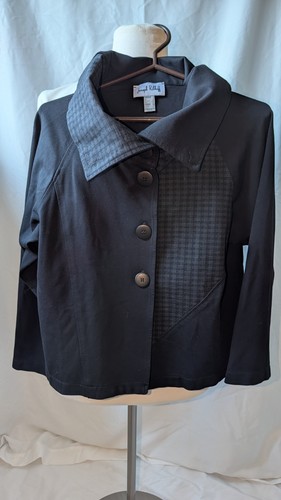 Joseph Ribkoff Womens Jacket Size 8 Black Gray Plaid Button Fron - photo 2