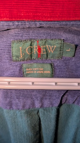 Vintage J Crew Corduroy Shirt Large Colorblock 90s Cotton - photo 2
