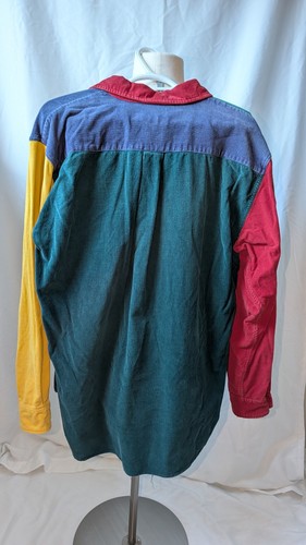 Vintage J Crew Corduroy Shirt Large Colorblock 90s Cotton - photo 5