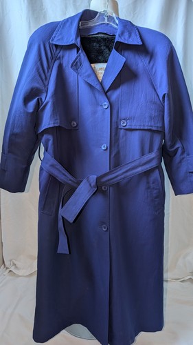 Vintage London Fog Trench Coat Womens 10 Petite Blue