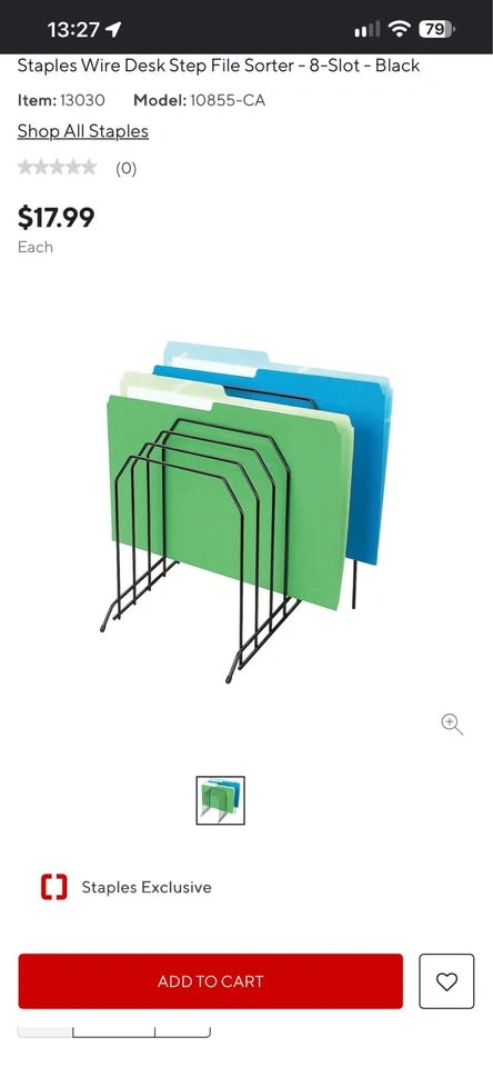 Staples Wire Desk Step File Sorter - 8-Slot - Black - photo 2