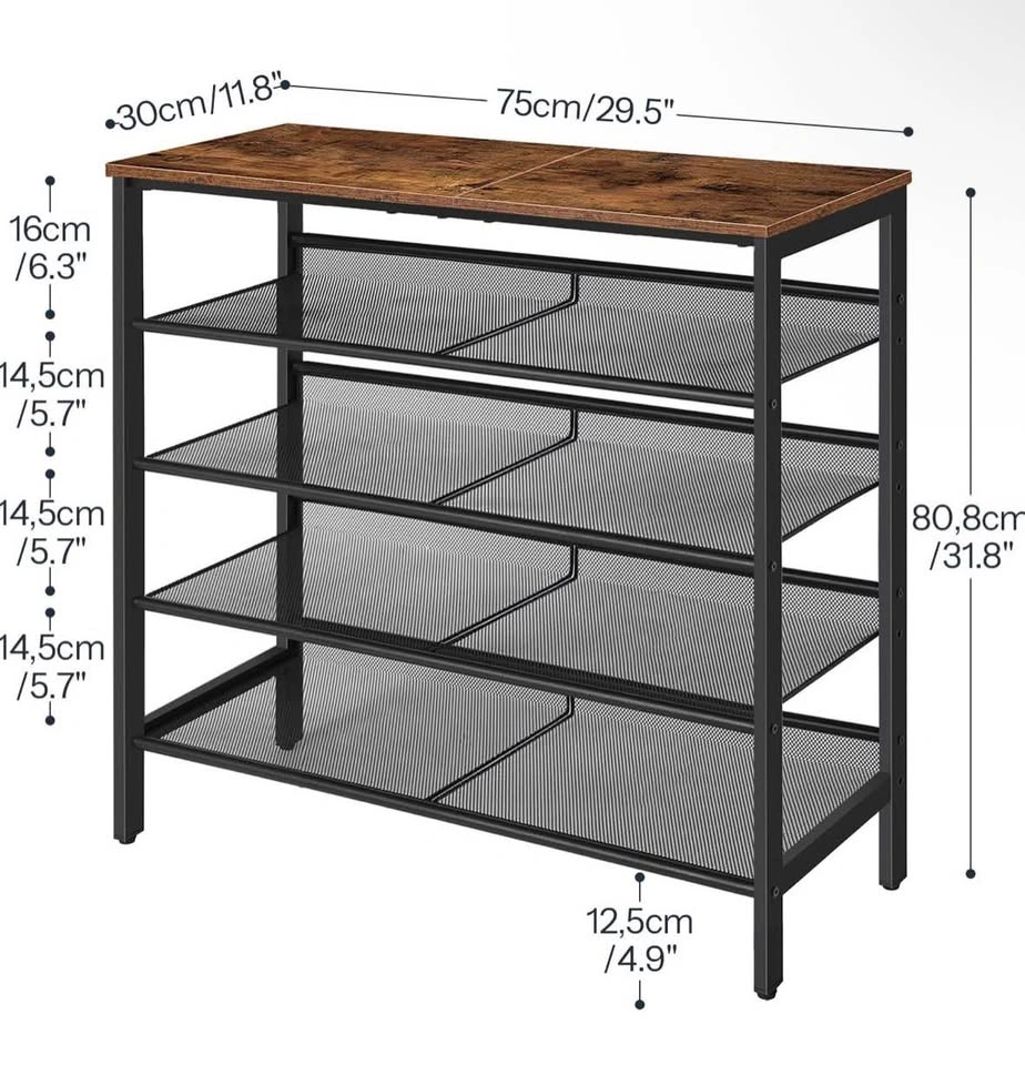 Shoe Rack with Wooden Top - photo 2