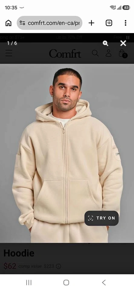Comfrt Travel Essentials Zip Hoodie medium size unisex